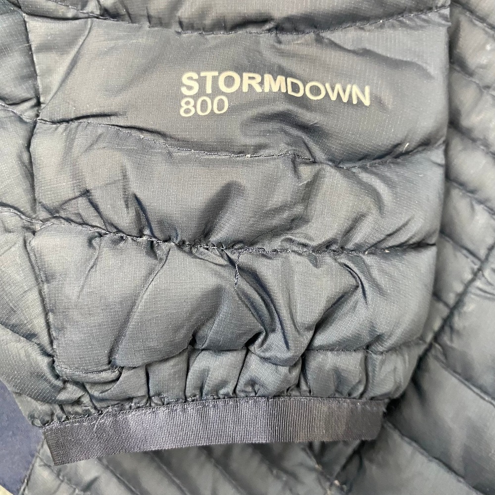 Eddie Bauer Womens XL StormDown 800 Puffer Jacket Navy Blue Lime Green Hooded - Picture 7 of 12